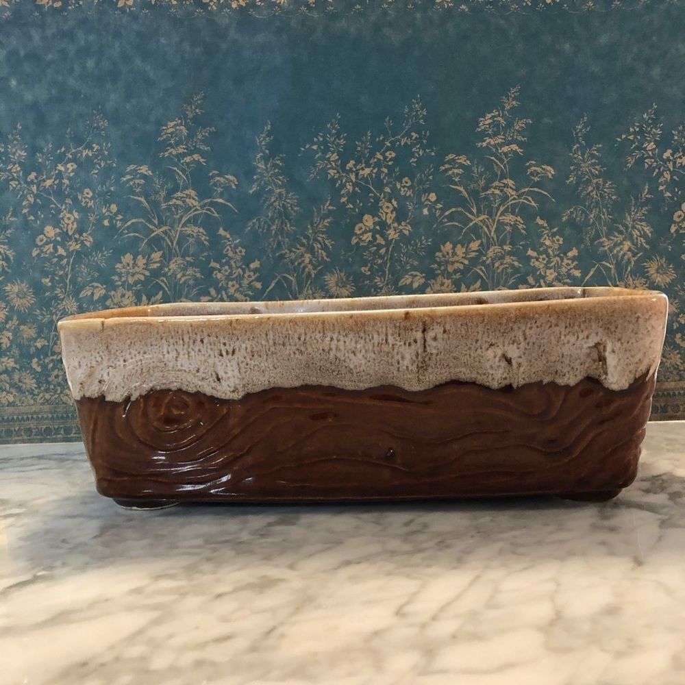 Brush McCoy USA Clay Pottery Faux Wood Finish Planter